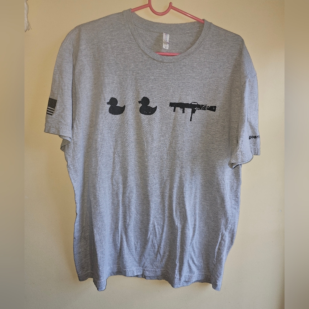 US Army Airborne Shirt Grey Mens‎ XL Cotton Duck Duck Goose Trigger Bazooka